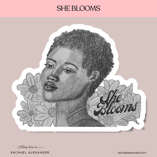 She Blooms — Holographic Vinyl Sticker